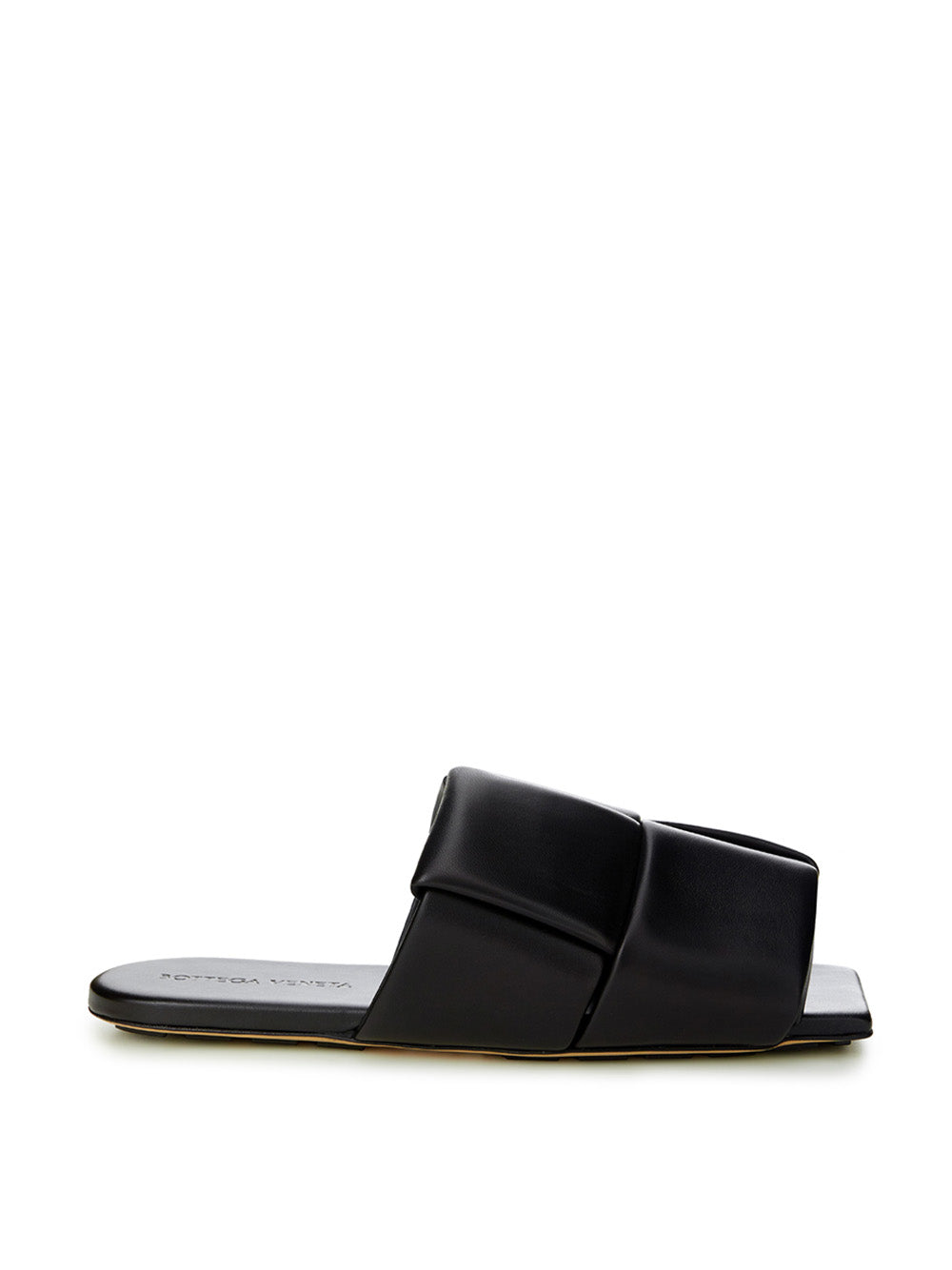 Bottega Veneta Black Leather Maxi Intreccio Mule