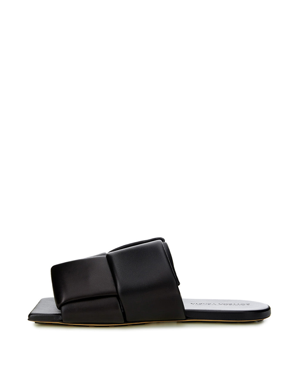 Bottega Veneta Black Leather Maxi Intreccio Mule