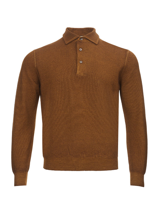 Gran Sasso Brown Wool Long Sleeves Polo Sweater