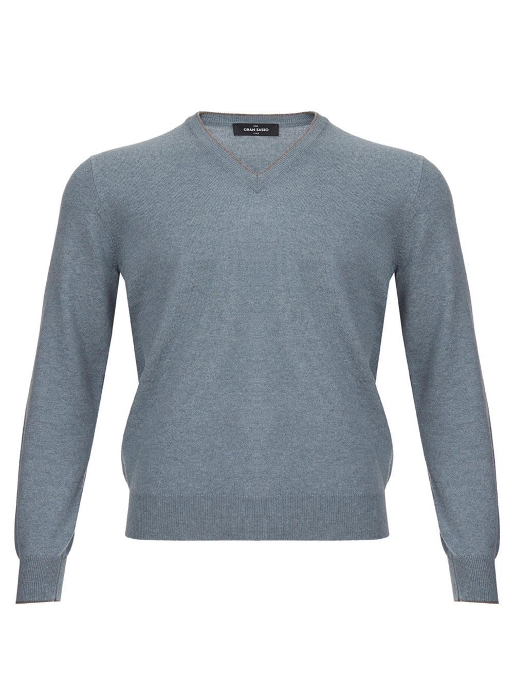 Gran Sasso Grey Cashmere V-Neck Sweater