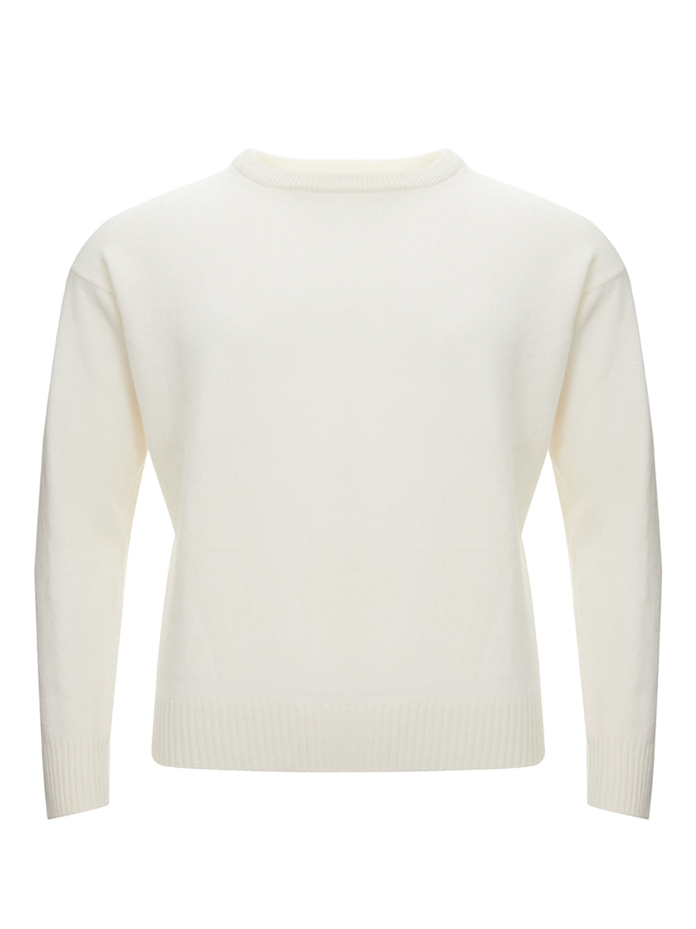 Gran Sasso White Super Geelong Wool Round neck Sweater