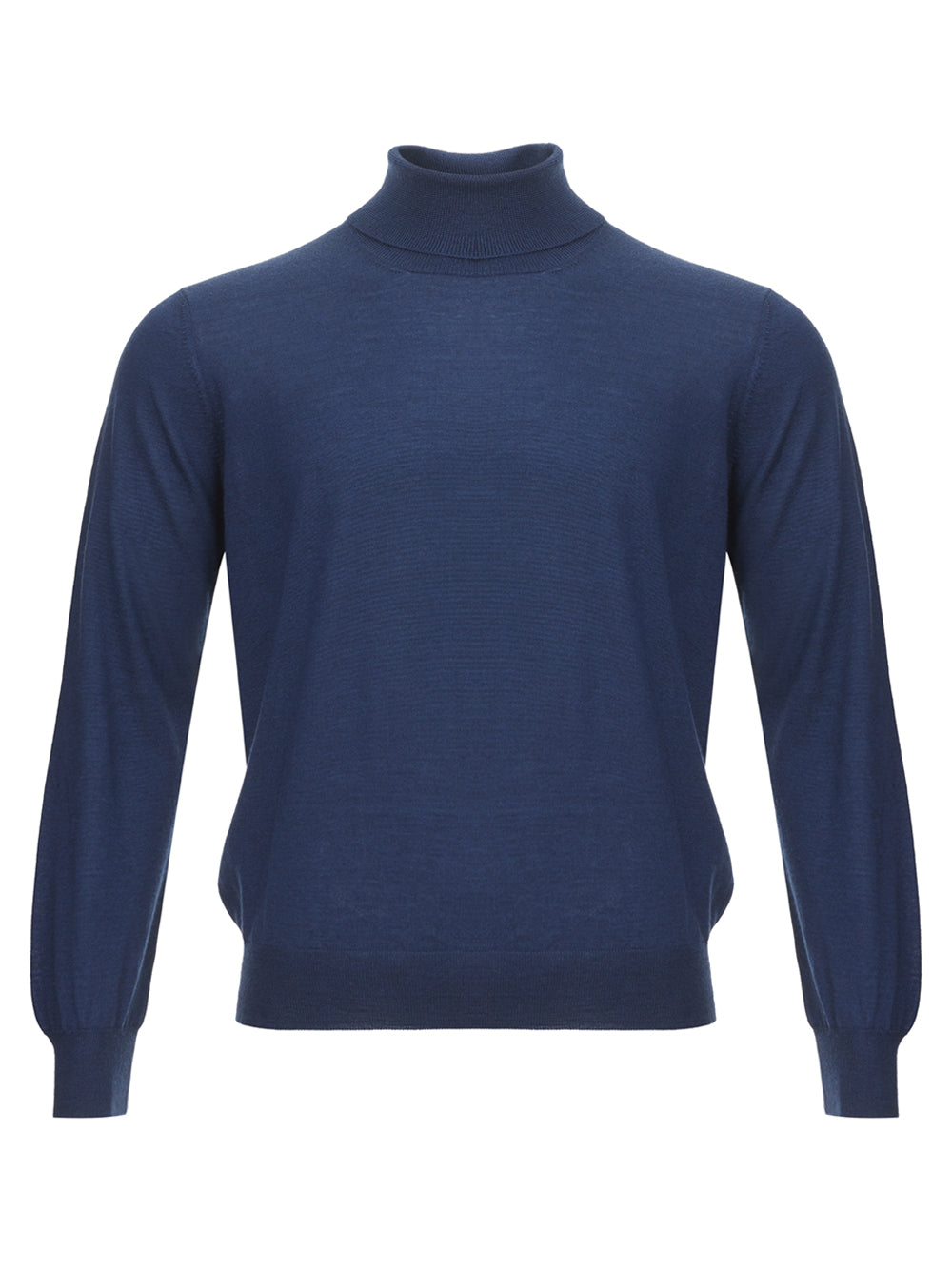 Gran Sasso Blue Cashmere and Silk Turtleneck Sweater