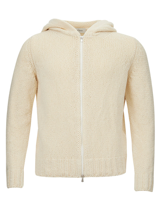 Gran Sasso Cream Hooded Cardigan with Zip