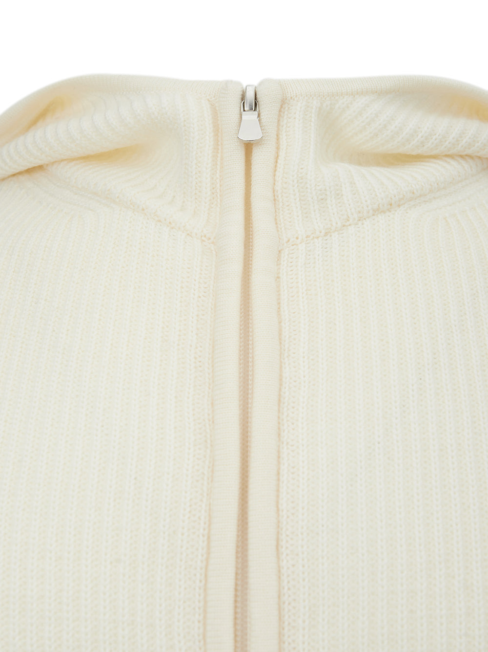 Gran Sasso White Wool Hooded Cardigan with Zip