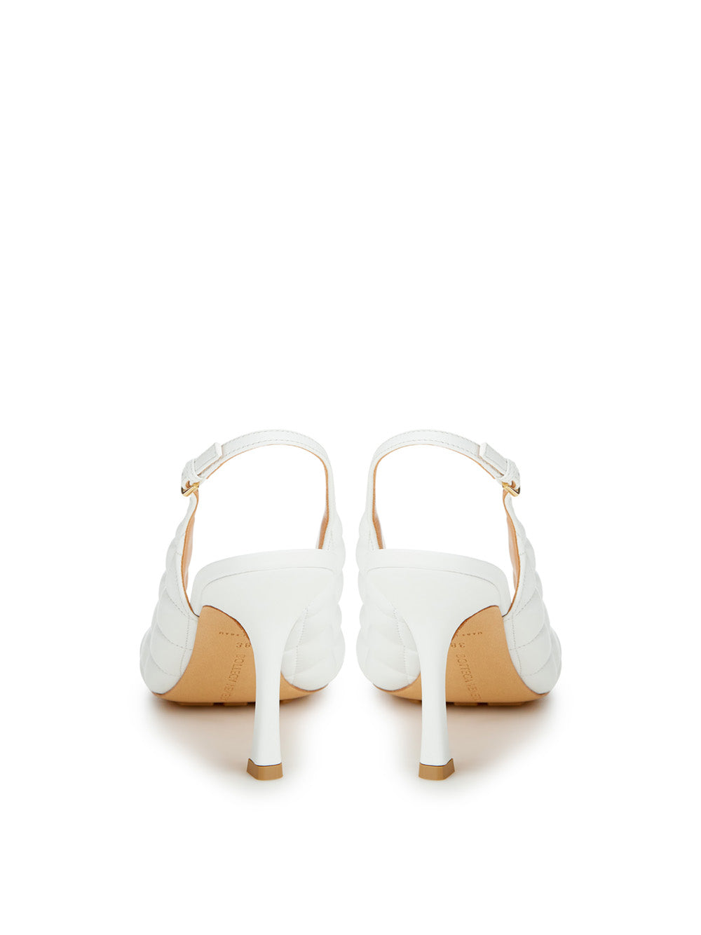 Bottega Veneta White Nappa Matelassé Slingback Décolleté