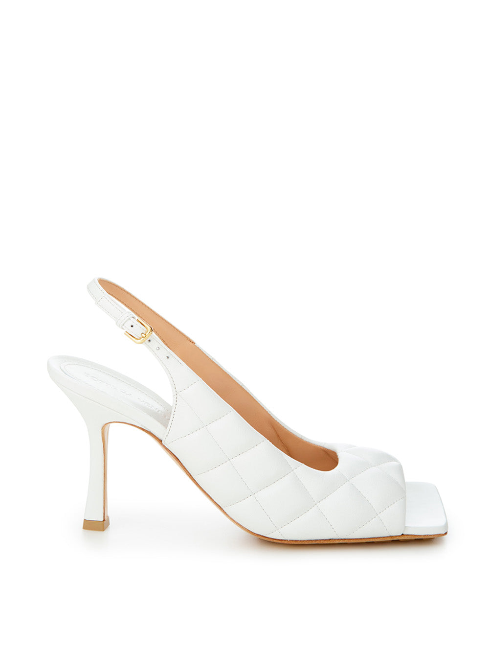 Bottega Veneta White Nappa Matelassé Slingback Décolleté