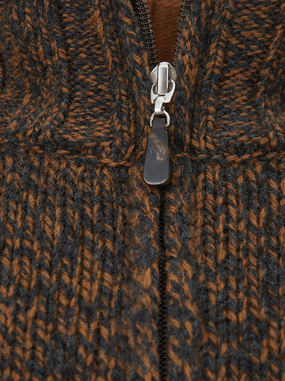 Gran Sasso Brown Wool Mock Sweater with Zip