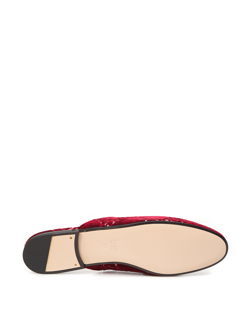 Gucci Red Velvet Princetown Slipper with Logo Allover