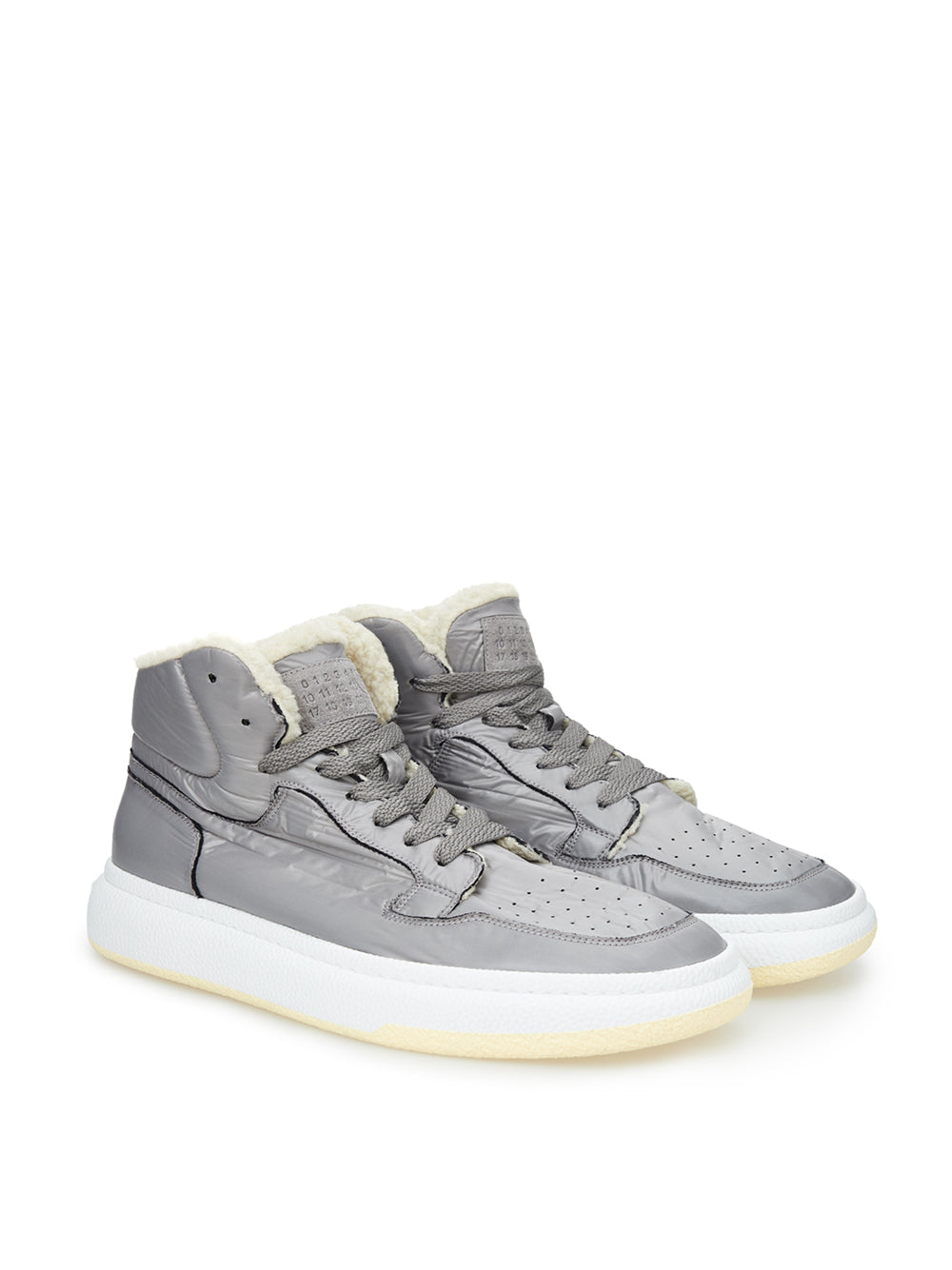 MM6 Maison Margiela Grey High-Top Fur Sneakers