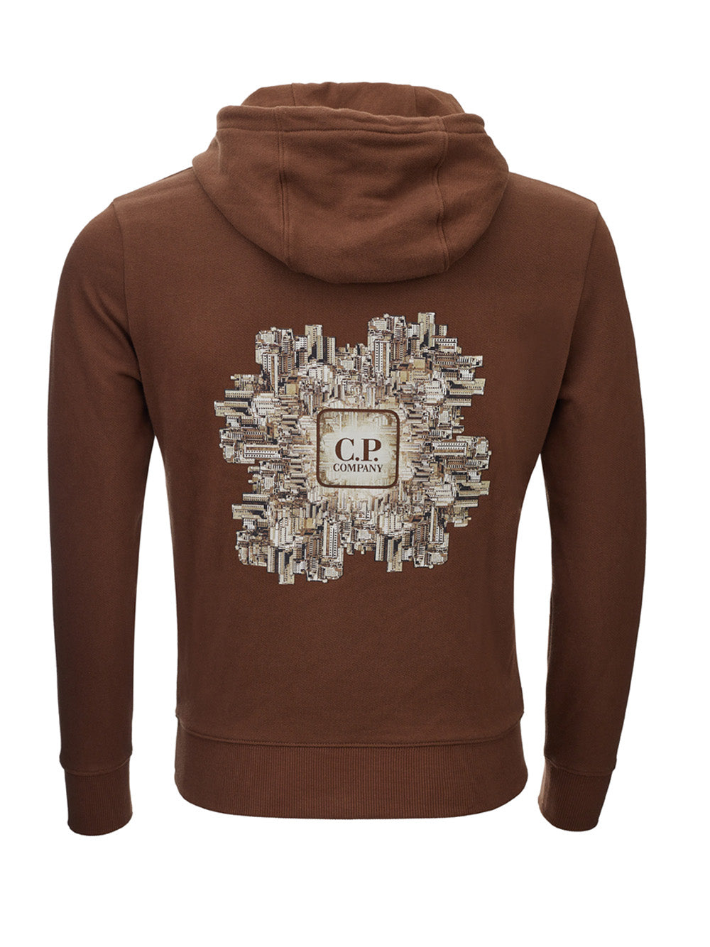 C.P. Company Brown Cotton Hooded Sweatshirt with Logo