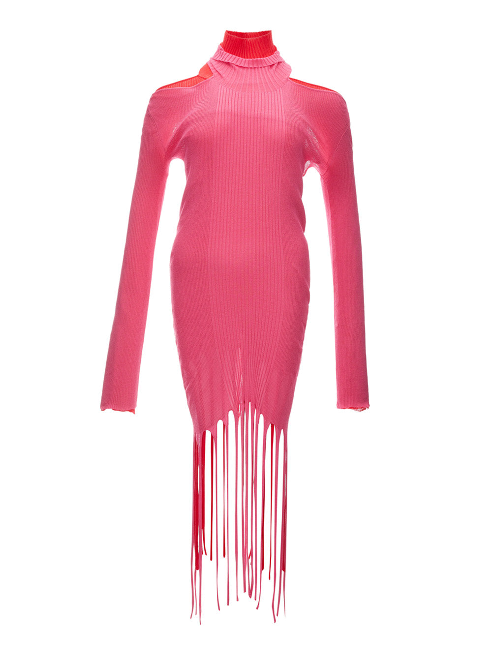 Bottega Veneta Fringed Long Pink/Red Dress