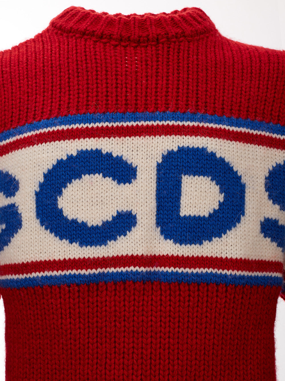 GCDS Red Oversized Wool Jumper with Front Logo