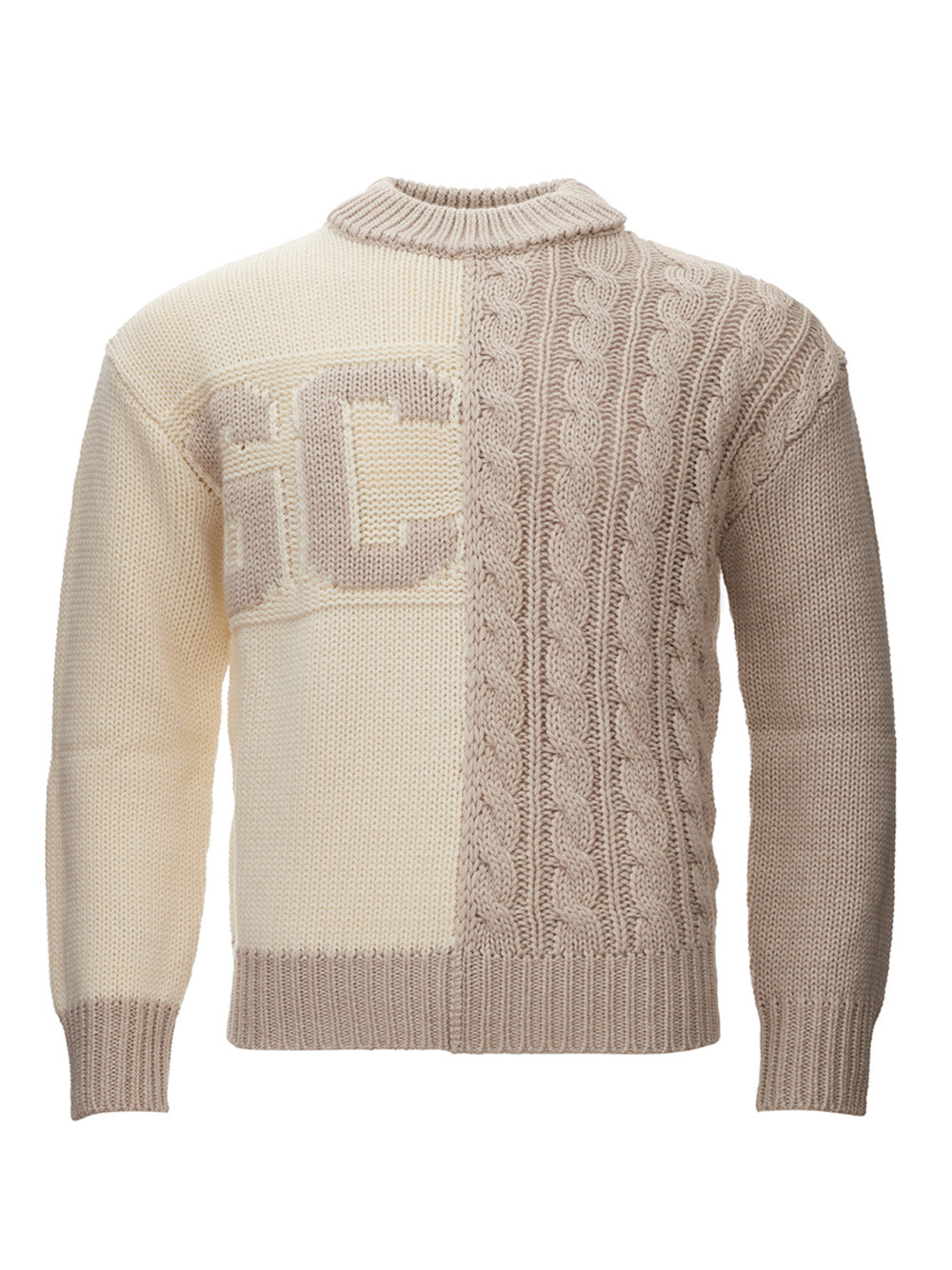 GCDS Wool Blend Hand Knitting Effect Jumper with Logo