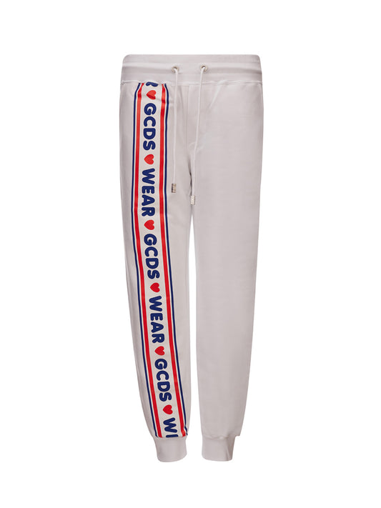 GCDS Jogging White Sweatpants with Logo