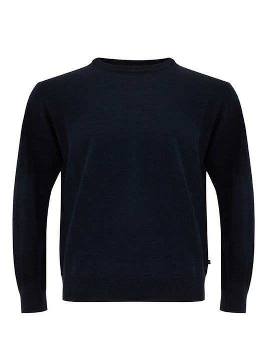 FERRANTE Round Neck Blu Wool Jumper