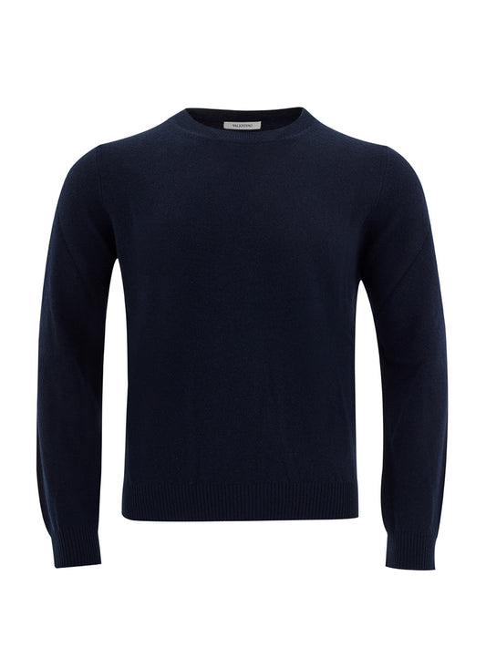 Valentino Basic Blue Cashmere Blend Round neck Jumper