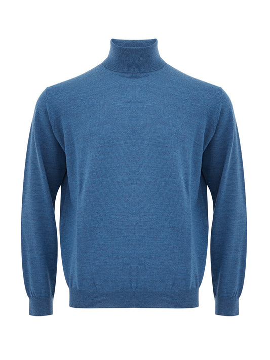 FERRANTE Light Blue Turtleneck Wool Jumper