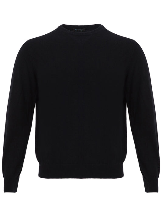 Colombo Black Round Neck Cashmere Sweater