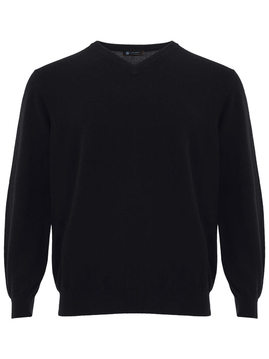 Colombo Black V-Neck Cashmere Sweater