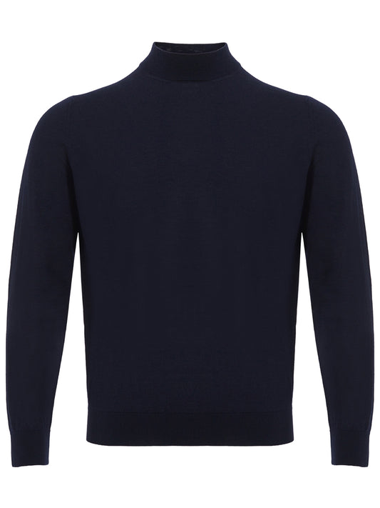 Colombo Blue Navy Cashmere Mock Neck Sweater