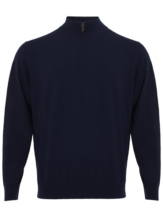 Colombo Blue Mock Cashmere Sweater with Half Zip