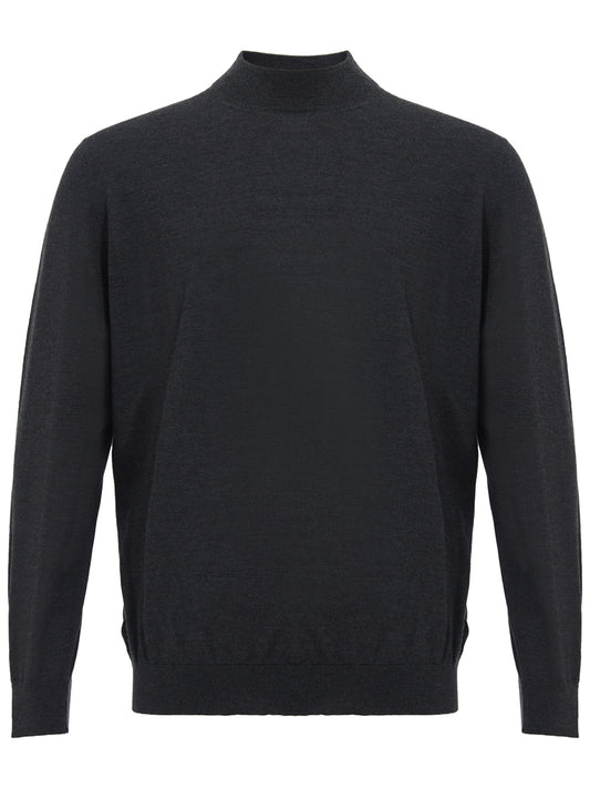 Colombo Dark Grey Cashmere Mock Neck Sweater