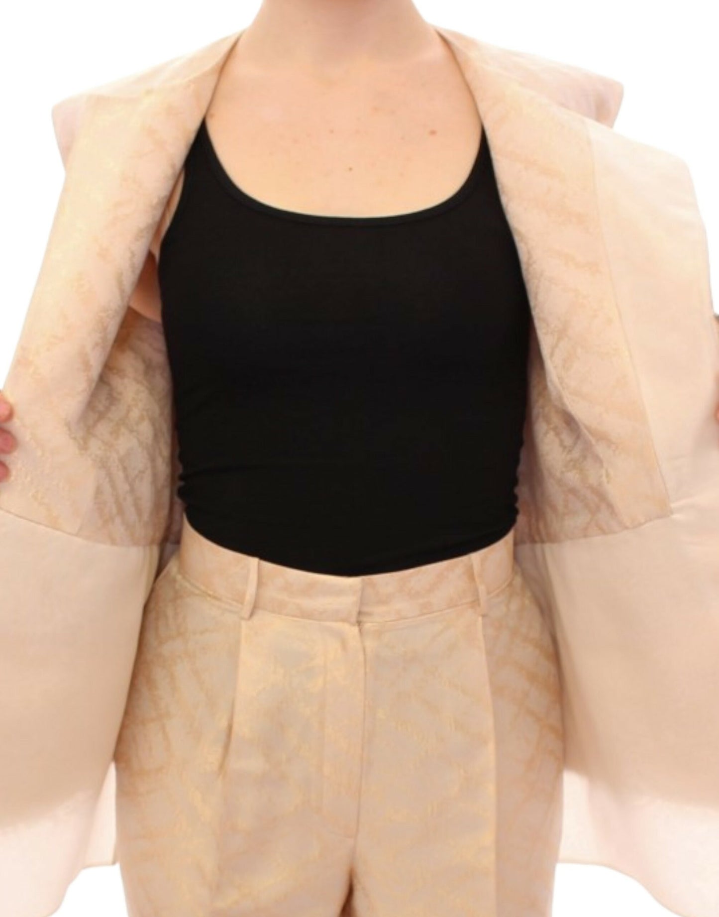 Zeyneptosum Beige brocade sleeveless jacket