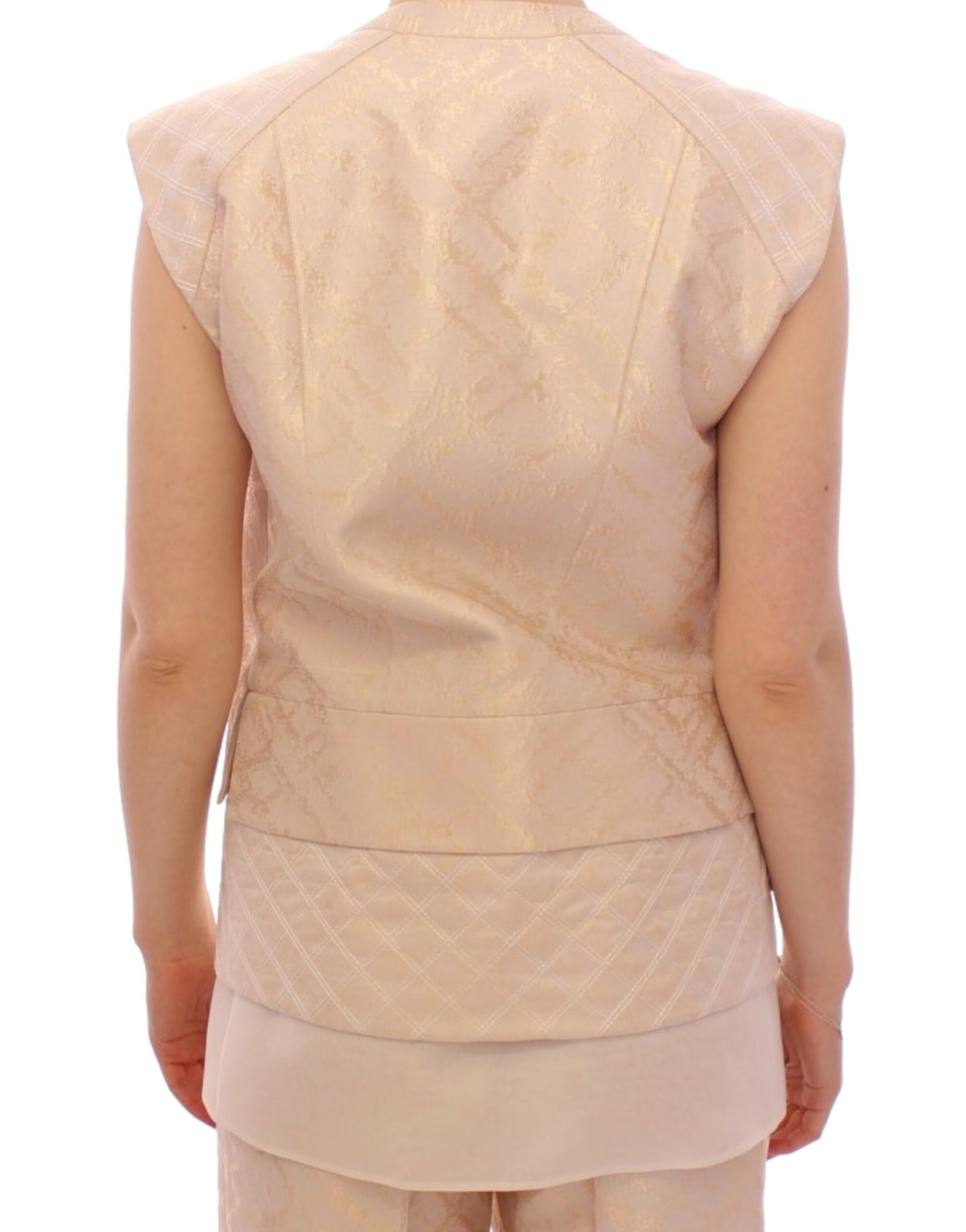 Zeyneptosum Beige brocade sleeveless jacket