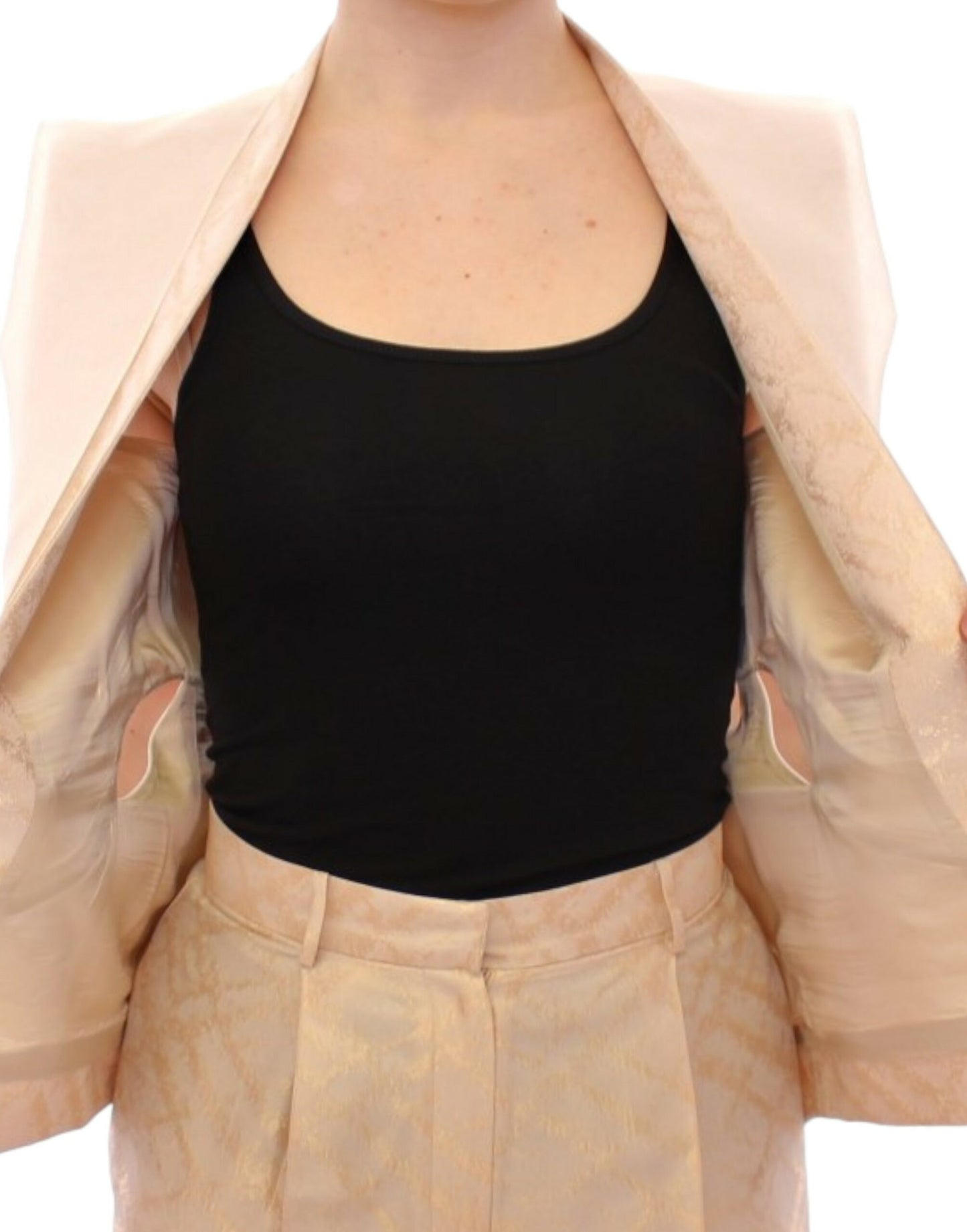 Zeyneptosum Beige brocade sleeveless jacket vest