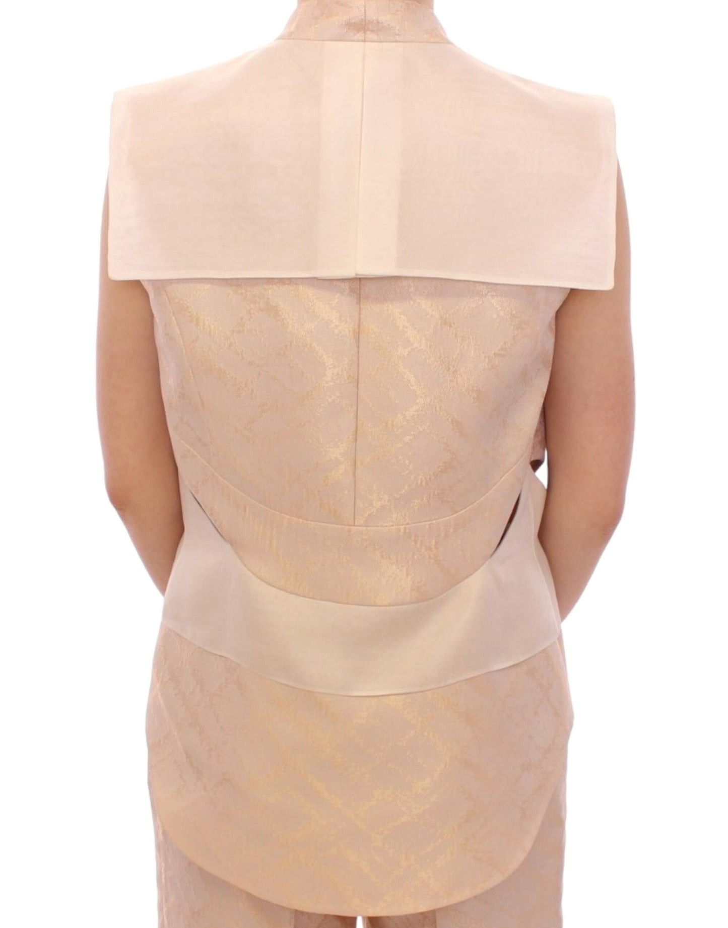 Zeyneptosum Beige brocade sleeveless jacket vest