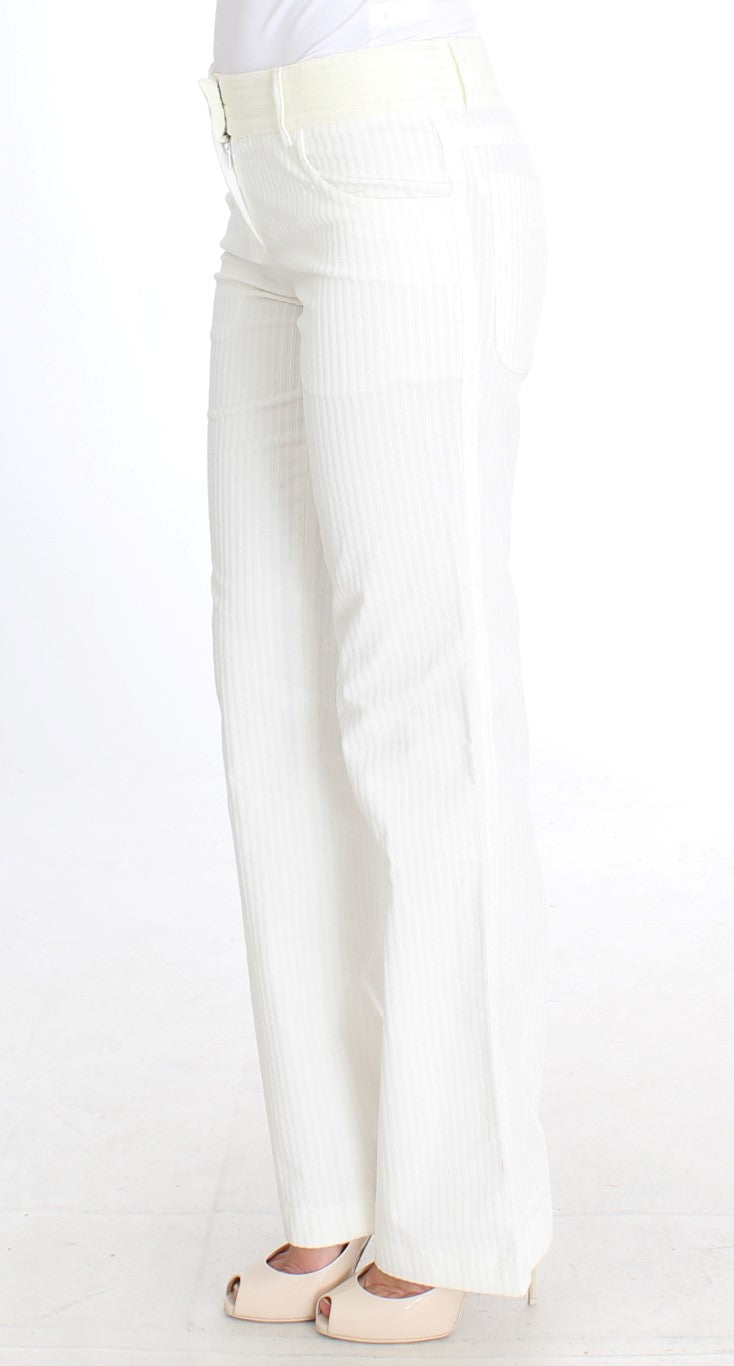 Ermanno Scervino White Striped Straight Fit Pants