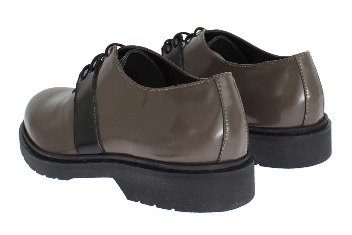 AI_ Gray Brown Leather Laceups Shoes