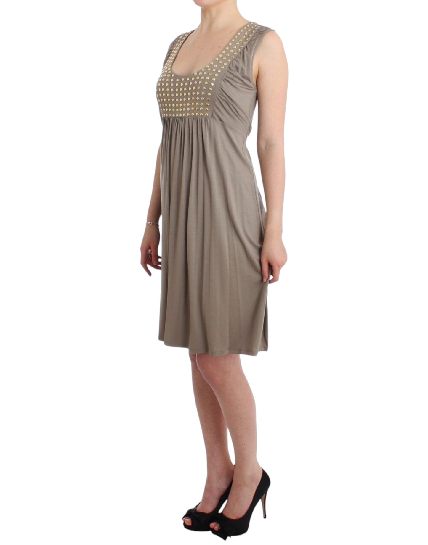 Roccobarocco Khaki studded sheath dress