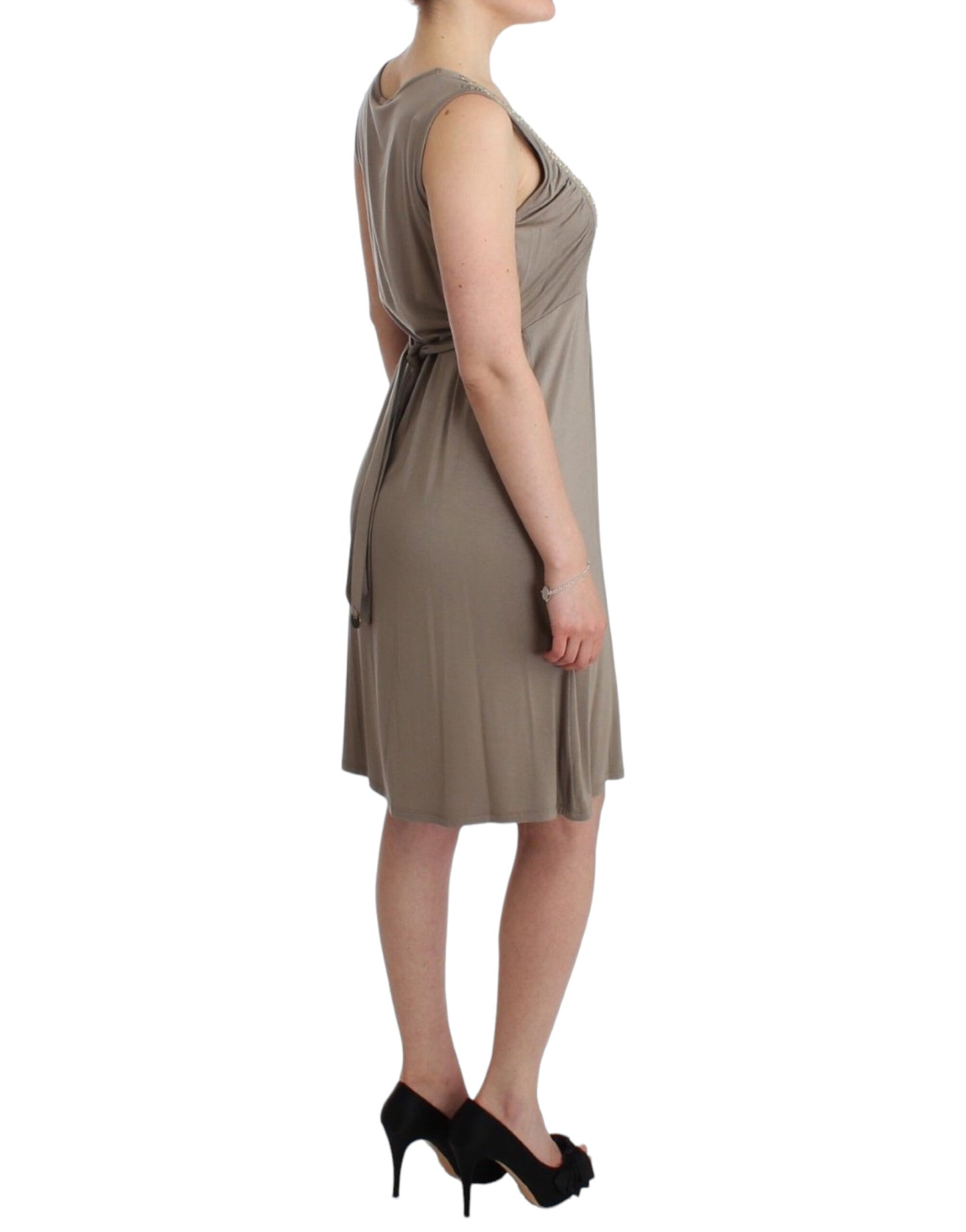 Roccobarocco Khaki studded sheath dress