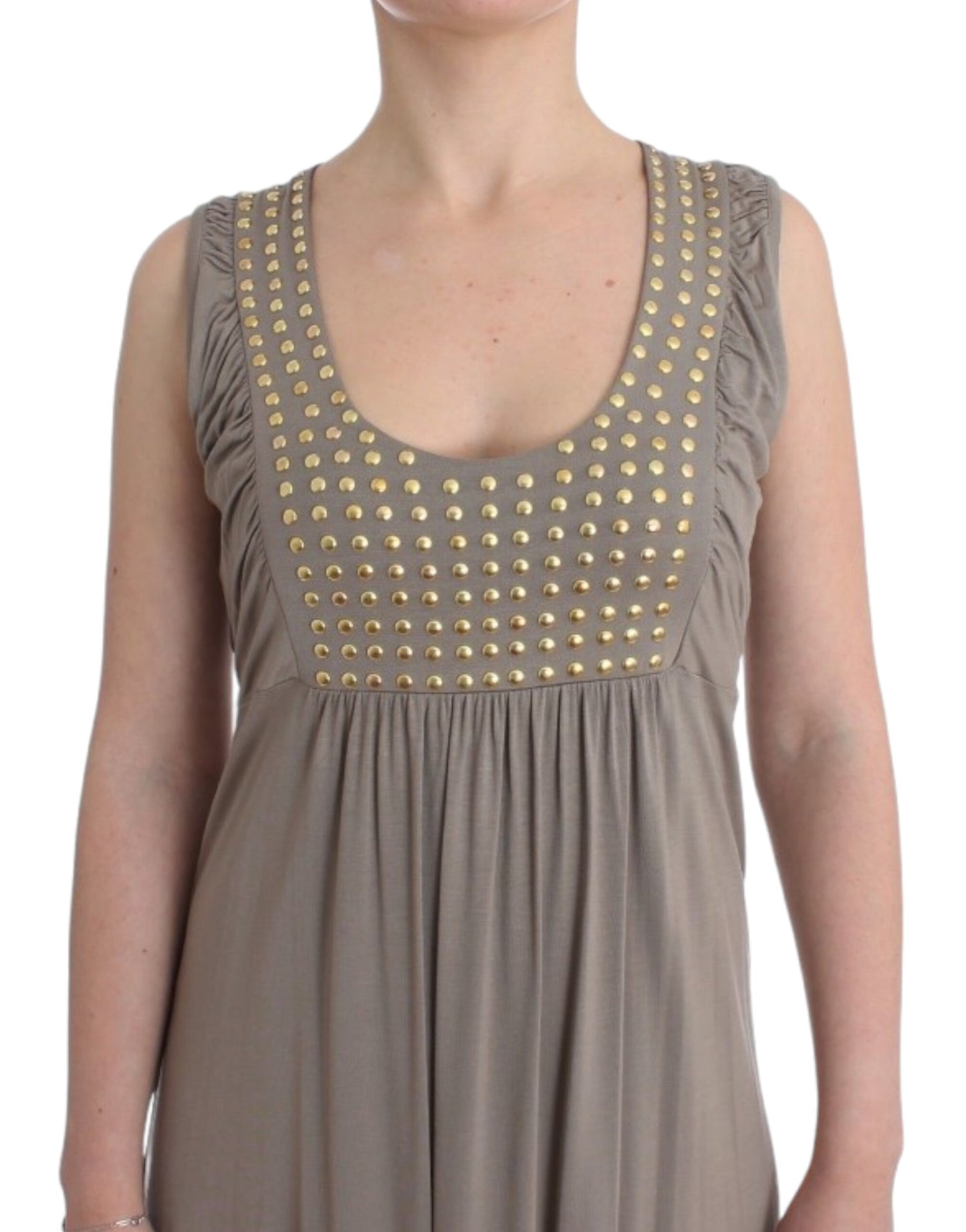 Roccobarocco Khaki studded sheath dress