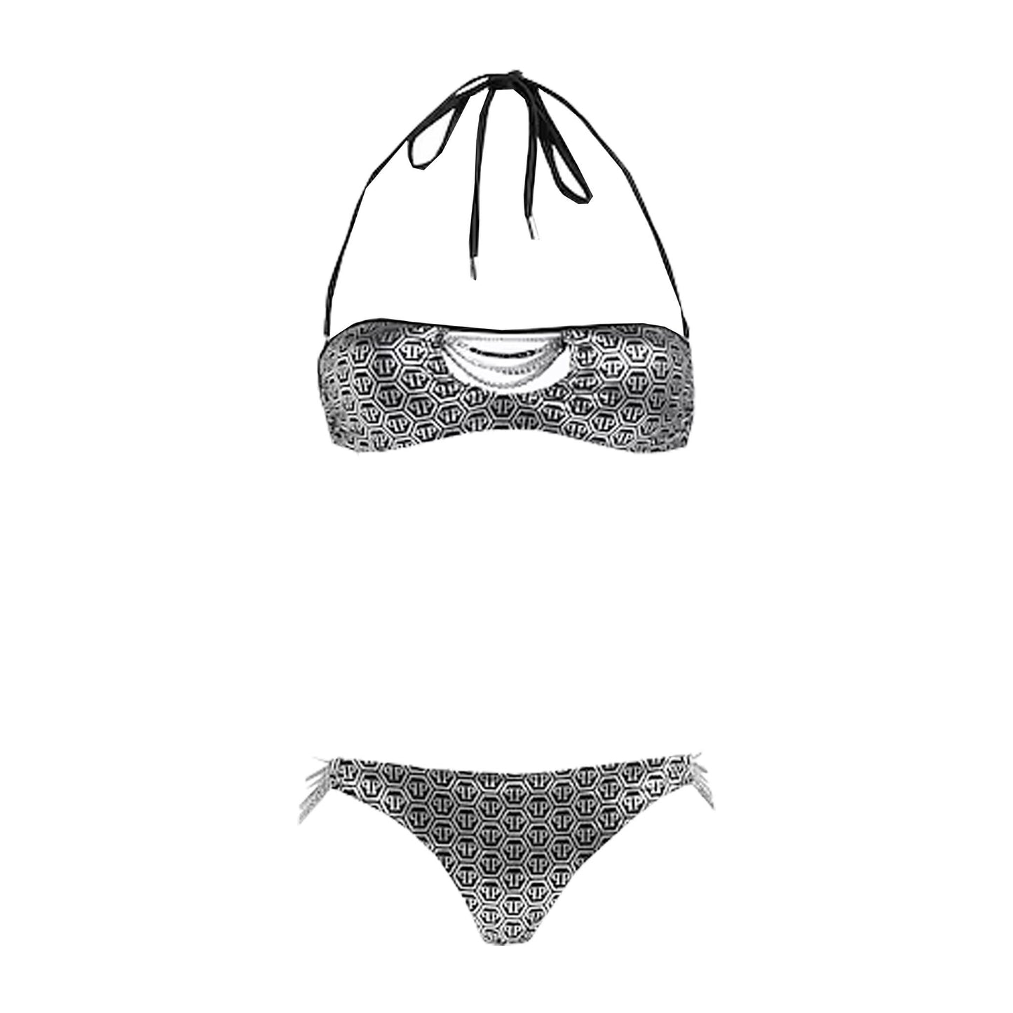 Philipp Plein Bandeau Bikini in Grey with Lurex Effect