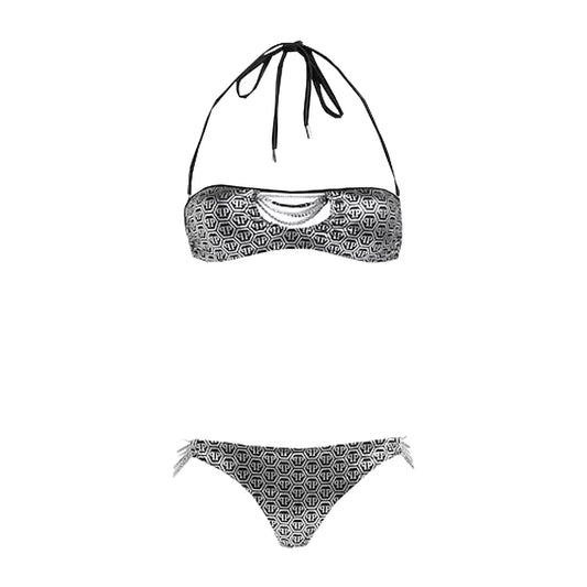 Philipp Plein Bandeau Bikini in Grey with Lurex Effect