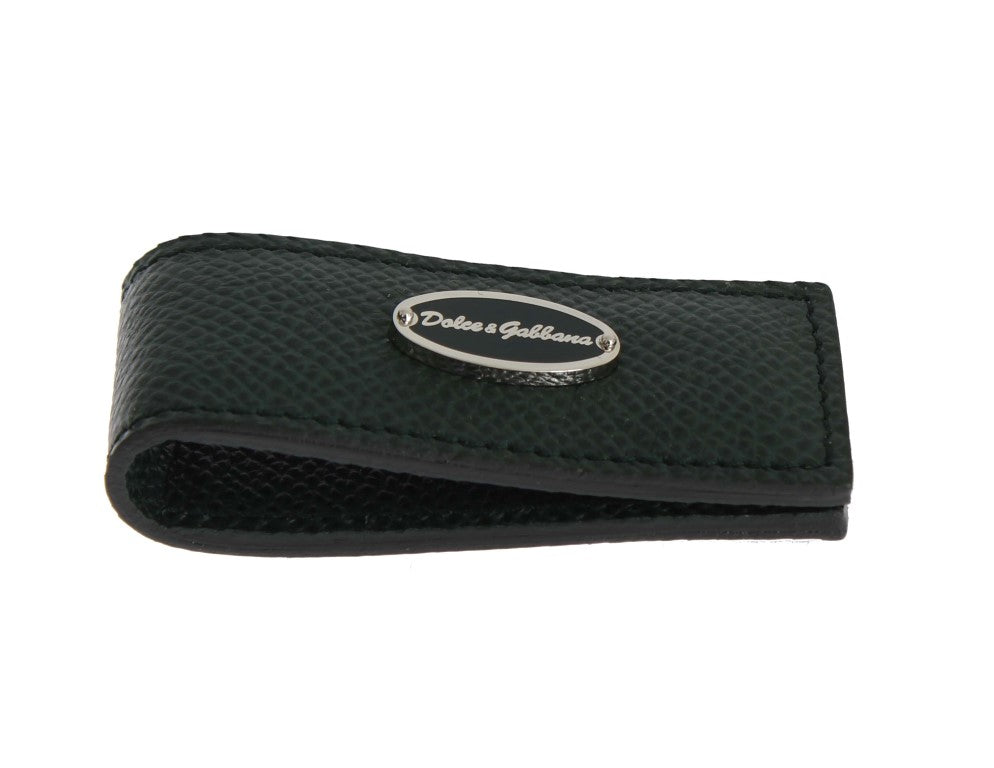 Dolce & Gabbana Green Leather Magnet Money Clip