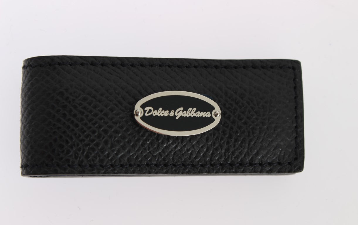 Dolce & Gabbana Blue Leather Magnet Money Clip