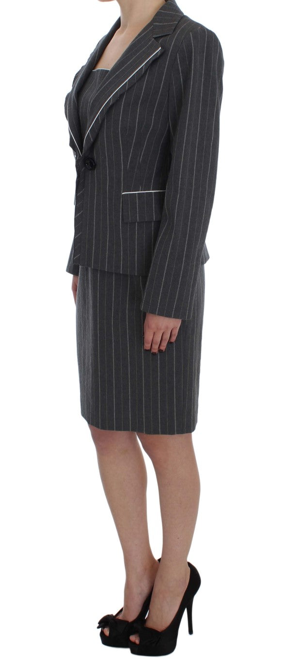 BENCIVENGA Gray Stretch Suit Sheath Dress & Blazer Set