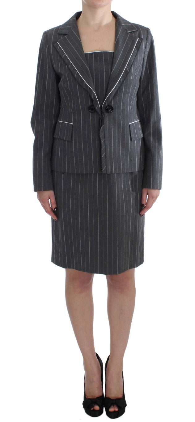 BENCIVENGA Gray Stretch Suit Sheath Dress & Blazer Set