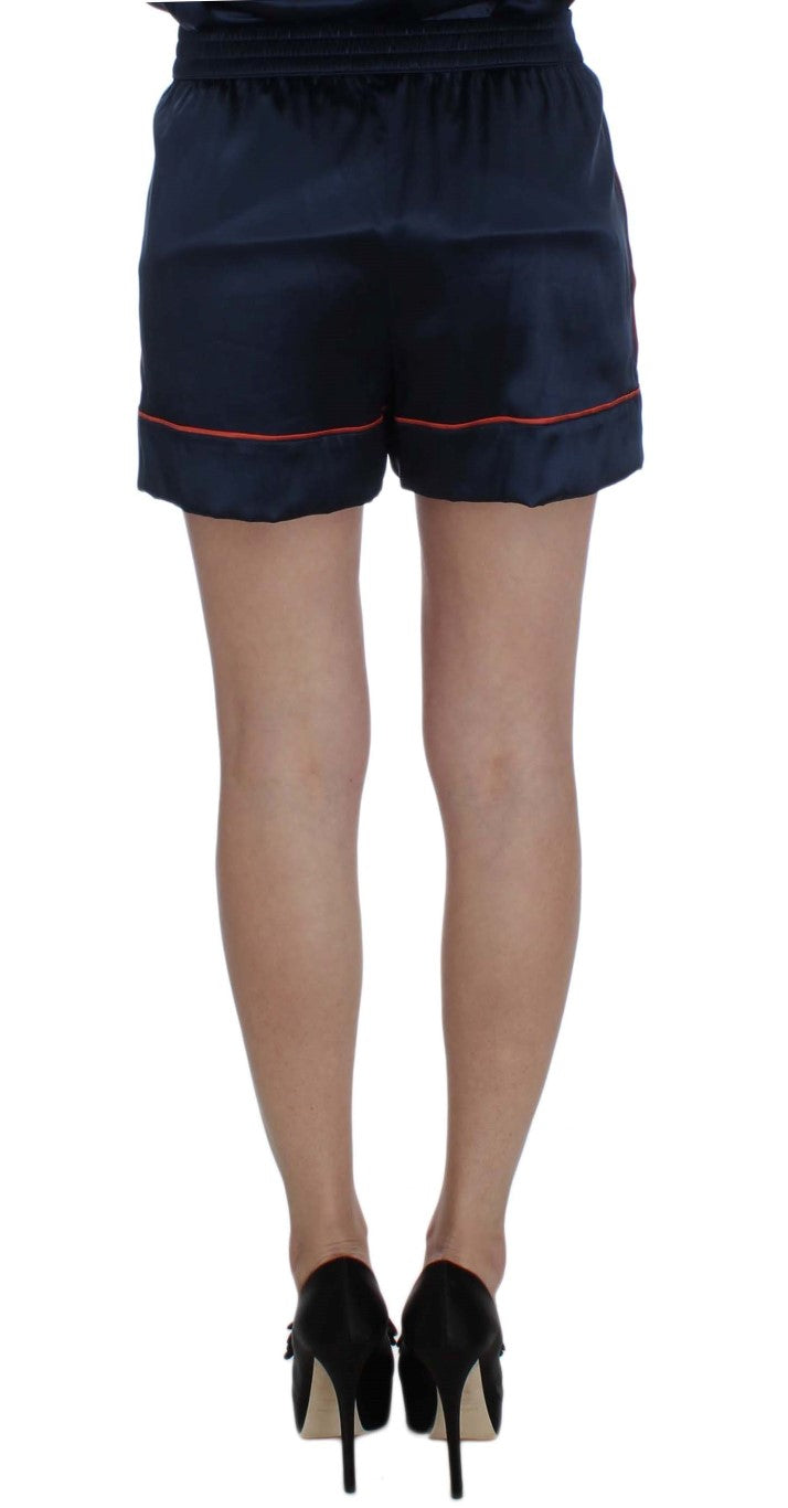 Dolce & Gabbana Blue Silk Stretch Sleepwear Shorts