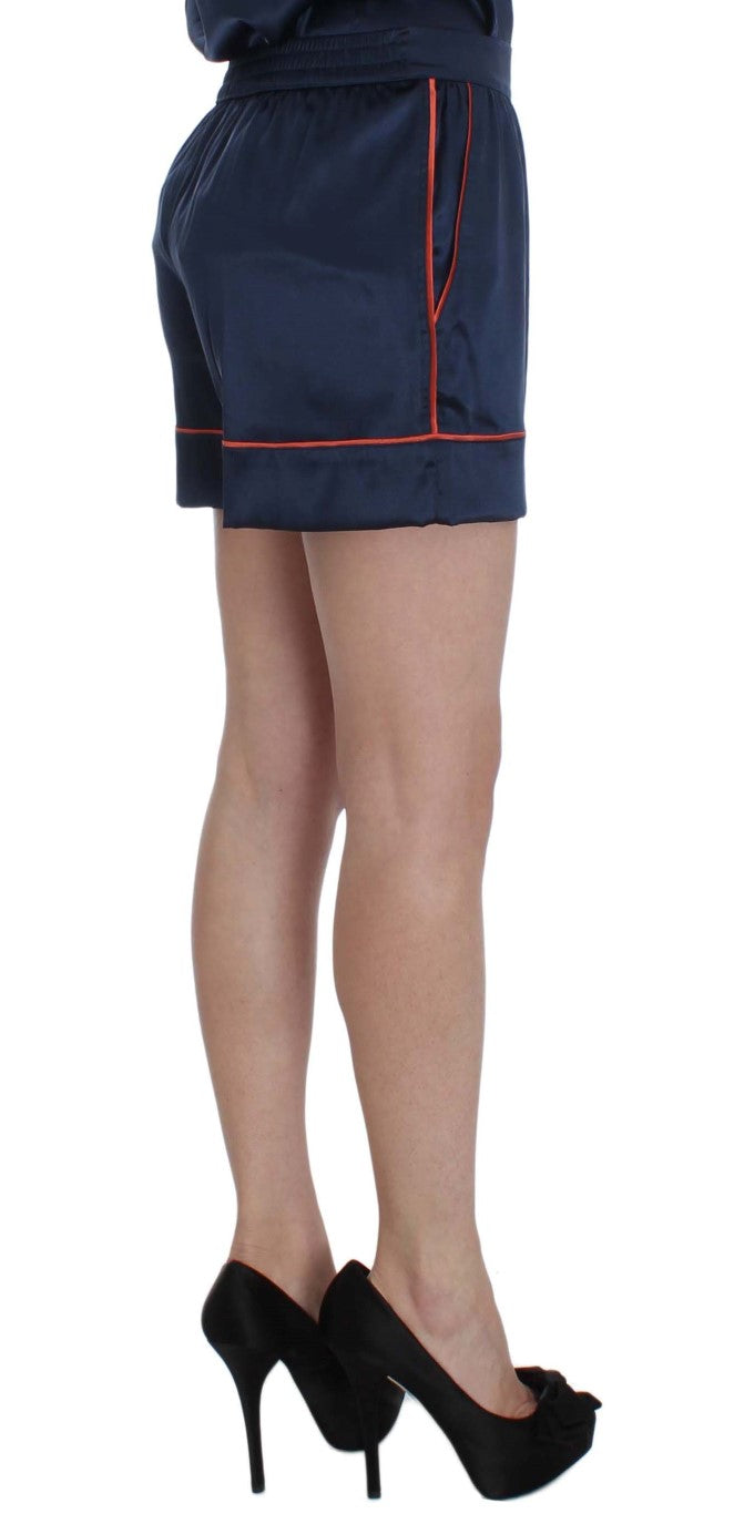 Dolce & Gabbana Blue Silk Stretch Sleepwear Shorts