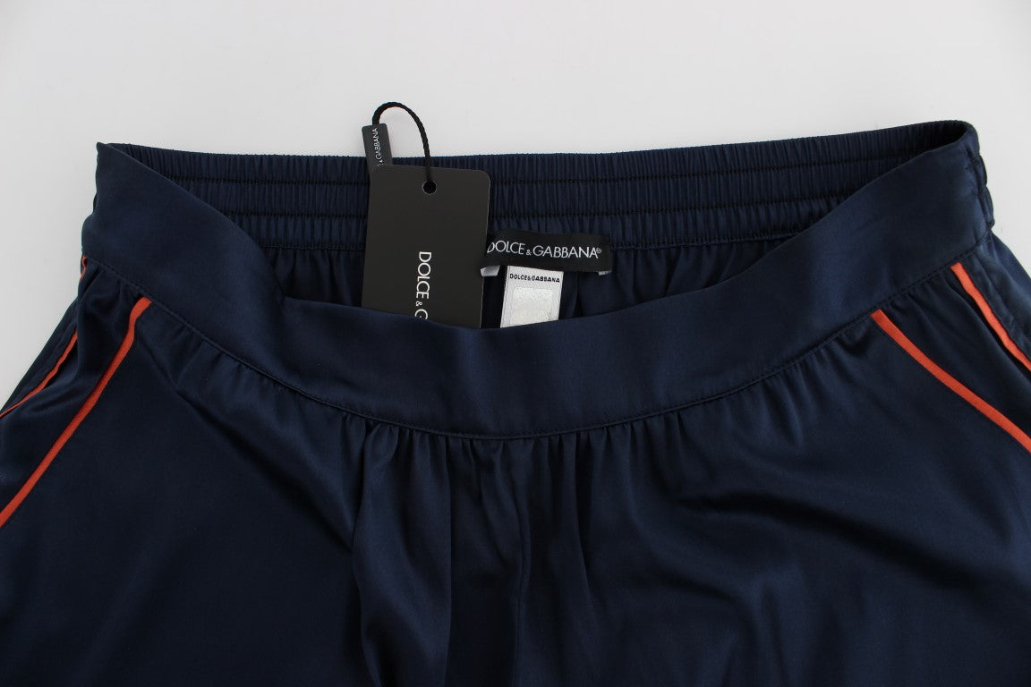 Dolce & Gabbana Blue Silk Stretch Sleepwear Shorts