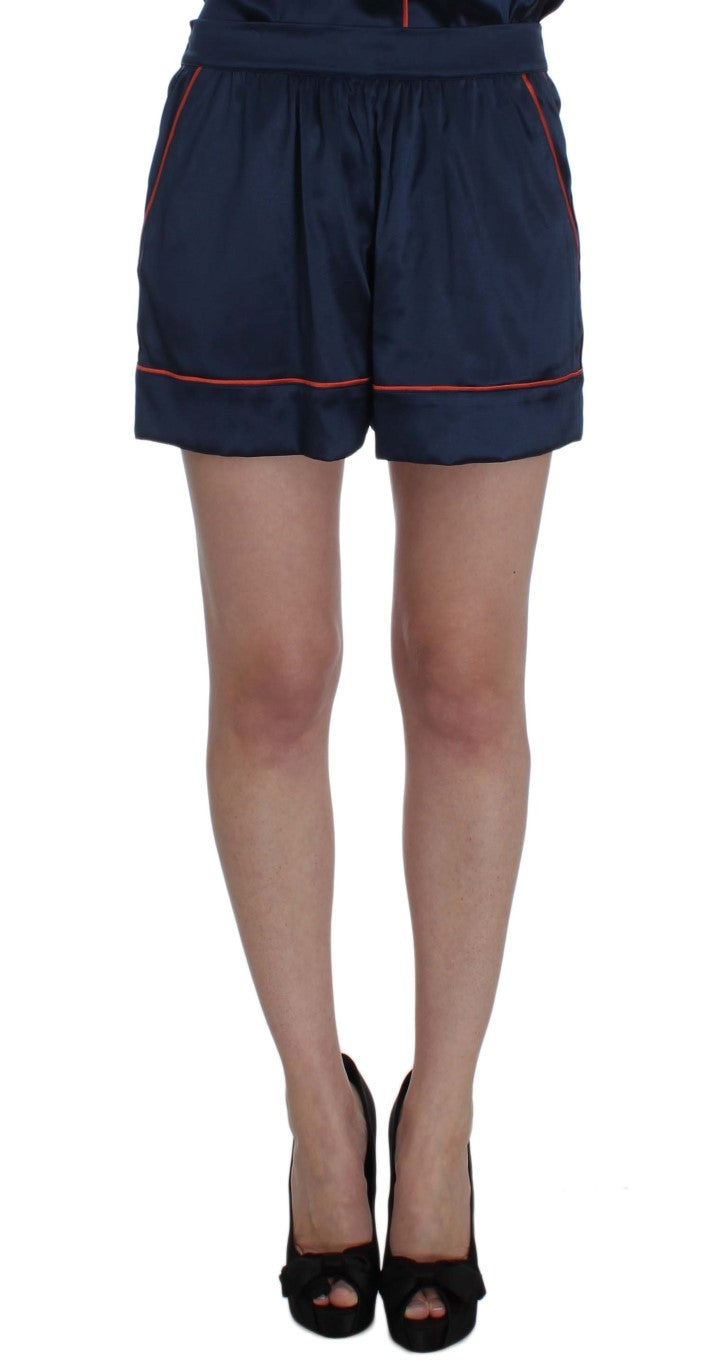 Dolce & Gabbana Blue Silk Stretch Sleepwear Shorts