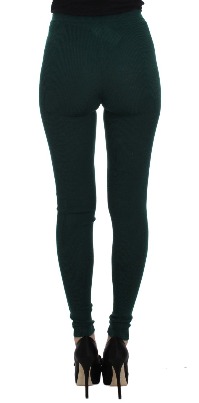 Dolce & Gabbana Green Cashmere Stretch Tights Pants