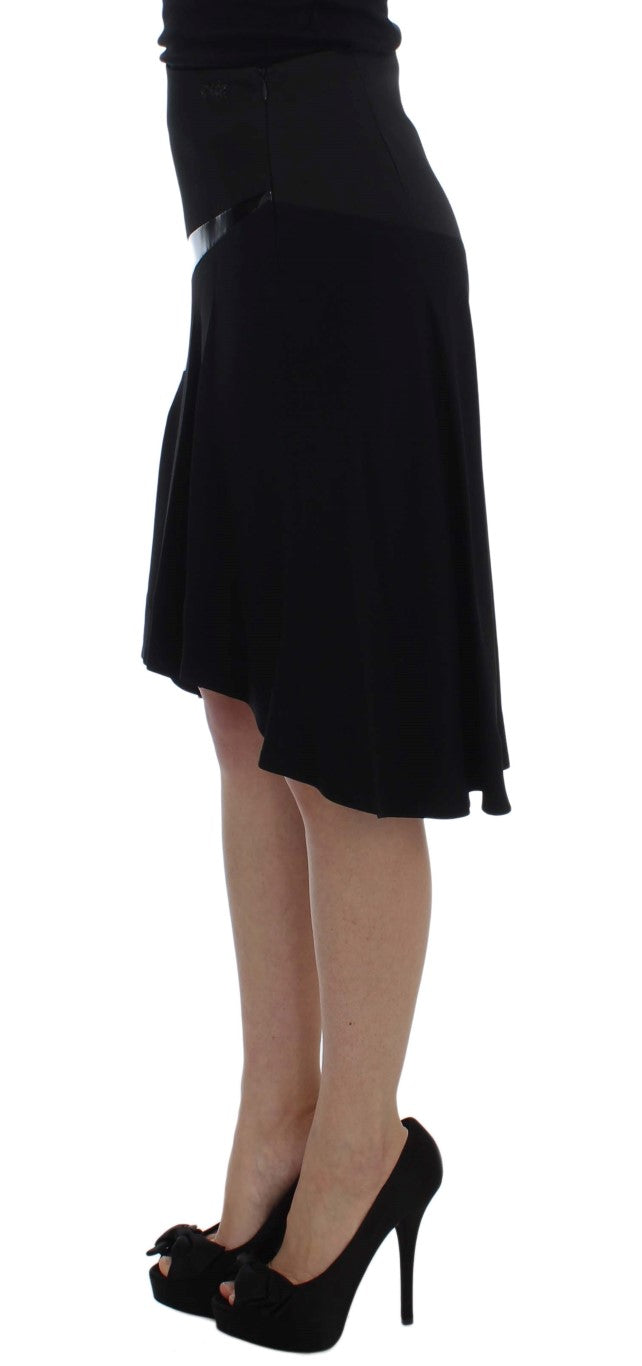 Exte Black Blue Cotton Stretch Straight Skirt