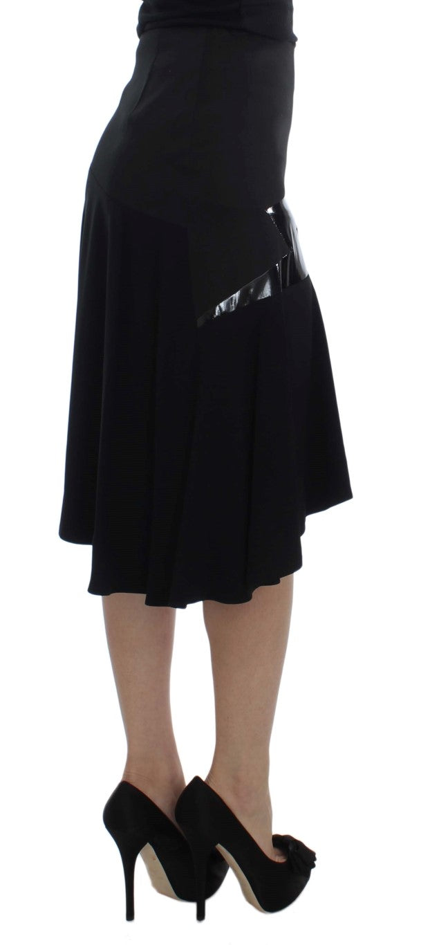 Exte Black Blue Cotton Stretch Straight Skirt