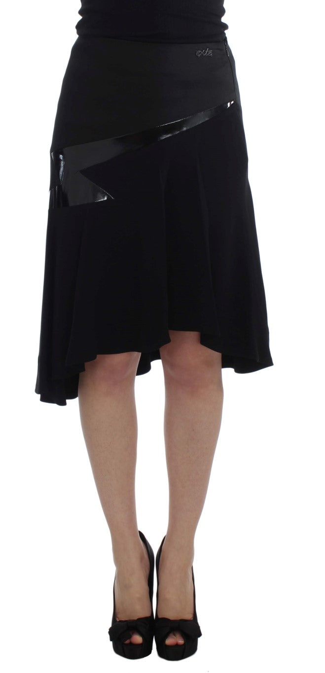 Exte Black Blue Cotton Stretch Straight Skirt