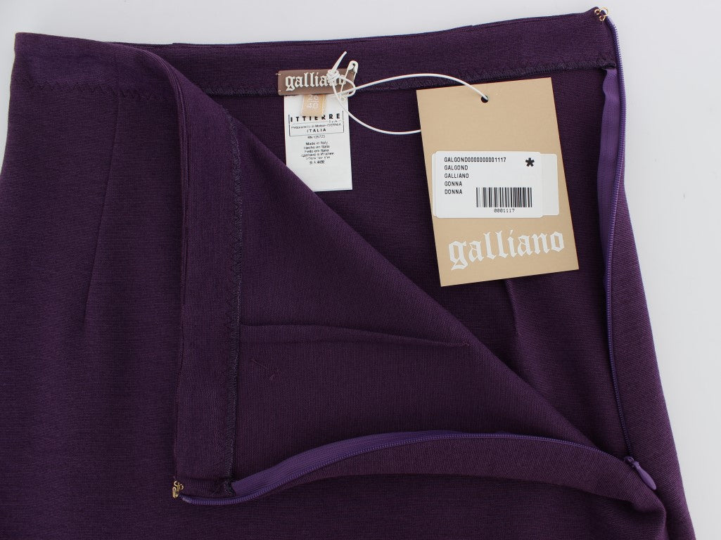 John Galliano Purple Stretch Pencil Skirt